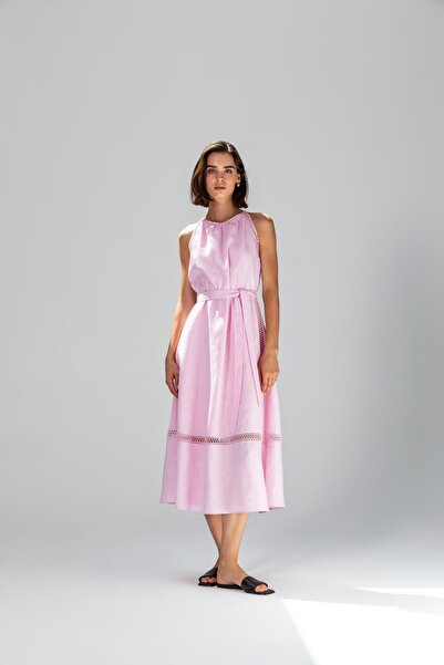 KAMEYA KEMERLİ KETEN ELBİSE 25S40729