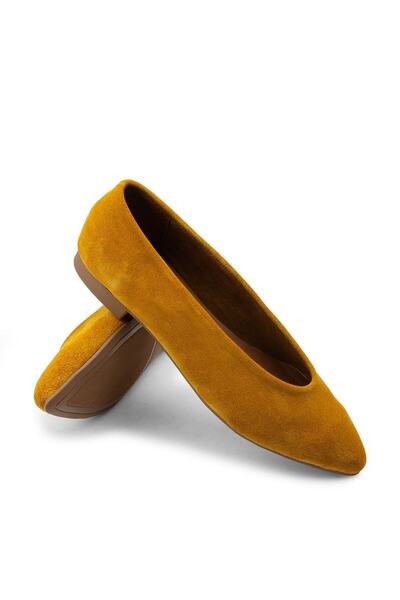 Deery Genuine Suede Yellow Women's Ballerinas