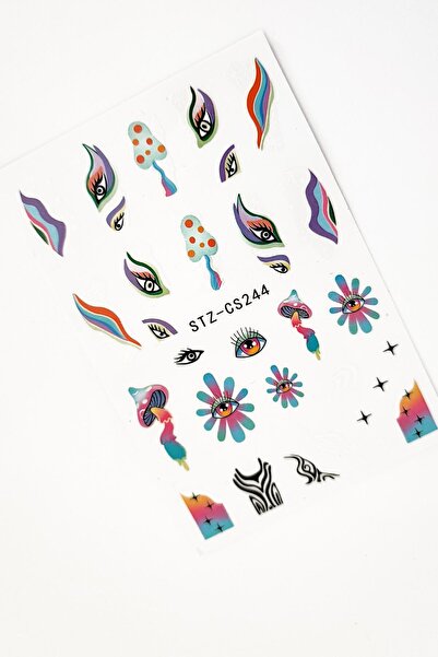 Flash Tattoos® Retro Hippie Desenli Tırnak Stickerı Nail Art Süsü