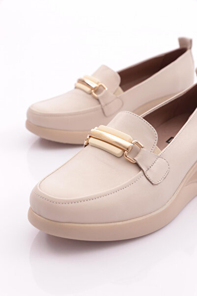 DGN Kadın Loafer Ayakkabı Ekru Napa 34273