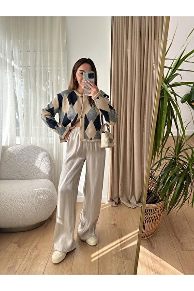 style of style Gri bol paça pantolon