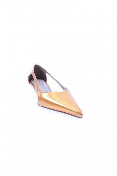 DGN Women's Open Sides Pointed Toe Low Heel Shoes Orange Metallic 3553112821