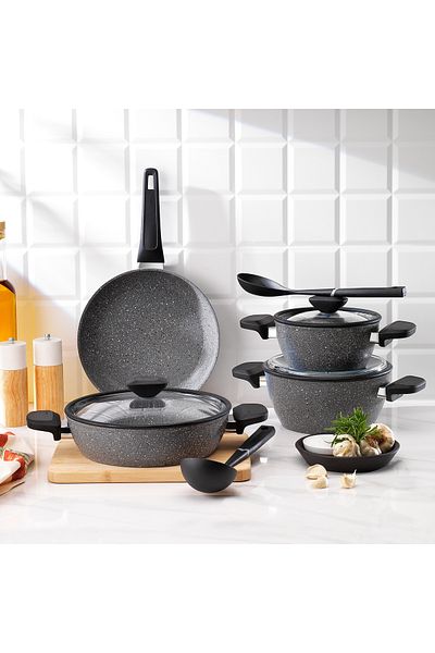 Schafer Alpha Granite Cookware Set - 9 Piece Gray
