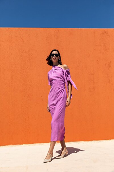 KAMEYA TEK OMUZ KREP ELBİSE 25S40747