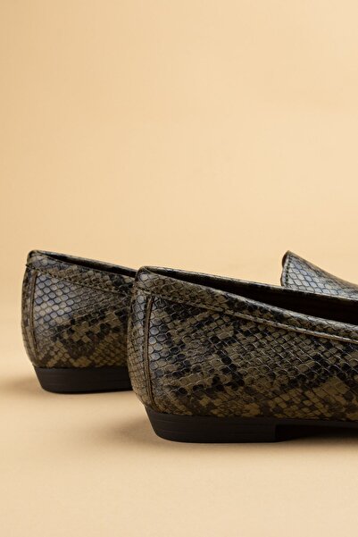 Deery Green Snake Pattern Women's Ballerinas
