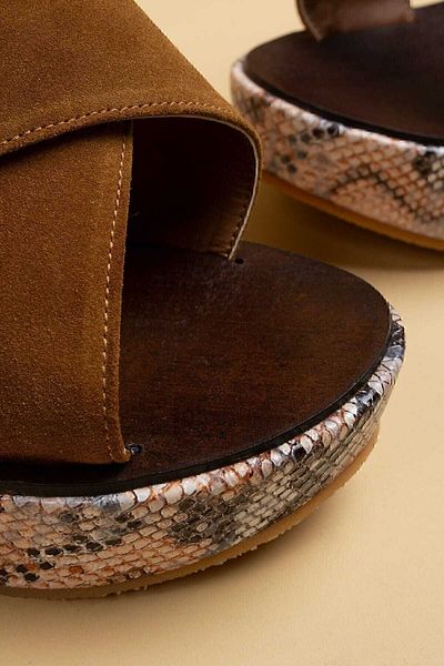 Deery Genuine Suede Cinnamon Color Women's Slippers