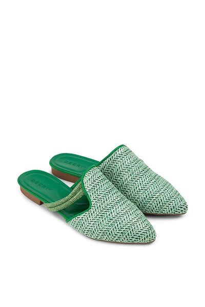 Deery Green Straw Pattern Women's Slippers