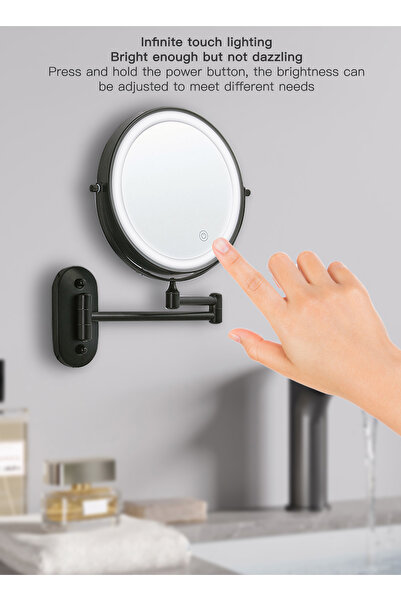 sharpdo LED Bathroom Punch-Free Wall-Mounted Folding Adjustable Cosmetic Mirror (Battery Type)