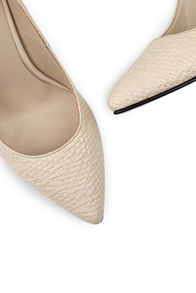 Deery Beige Straw Pattern Women's Stiletto