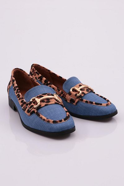 DGN Loafer de damă cu model leopard din denim - 4463535