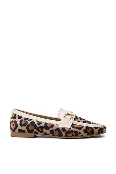 Deery Balerini de damă cu model leopard de culoare bej