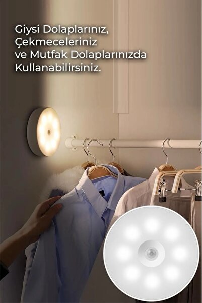 BEYZANA Beyaz Renk Hareket Sensörlü Usb Şarjlı Led Işık Lamba