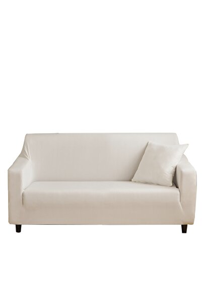 sharpdo Plain White Stretch Sofa Cover- Complimentary Pillow Cover