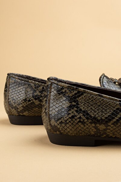 Deery Γυναικείες μπαλαρίνες με μοτίβο πράσινο φιδιού