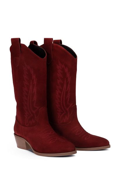 Deery Ghete de damă din piele intoarsa veritabila rosu Claret