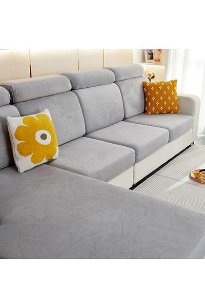 sharpdo Solid Color Thickened Plush Sofa Cushion Cover/M