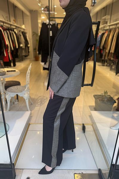 Unıquemode UW 254017   PANTALONI UNICI CU CUREA ȘI DECORATI CU PAILLEȚE
