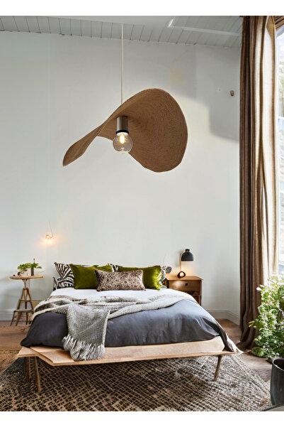 HomeTurko Moderin Yaprak Tasarım Rustik Jüt Örgü Lamba Tutucu Dekoratif ŞIk Görünümlü LED Ev Otel Restorant