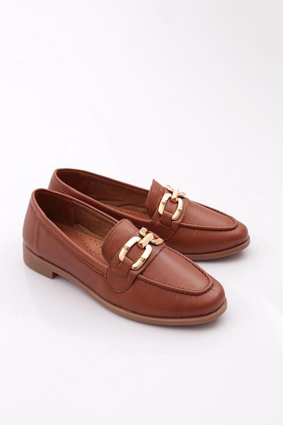 DGN Loafer de damă, brun închis, cu accesorii metalice - 296232110