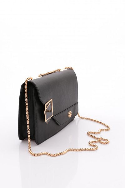 DGN Women's Handle Chain Square Bag Black Fabric 11282361235102