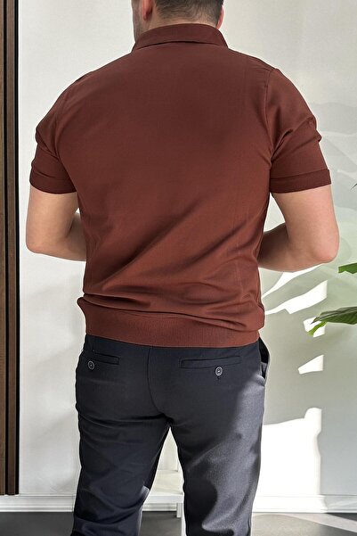 Edwox Мъжка раирана тениска с отворено деколте Edw236