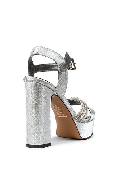 Deery Platform Heeled Silver Color Women's Evening Dress Shoes