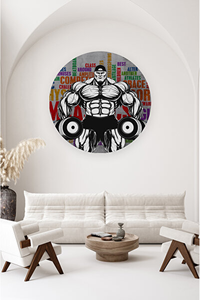 poster marketi Fitness ve Vücut Geliştirme Temalı Kendinden Yapışkanlı Oval D...