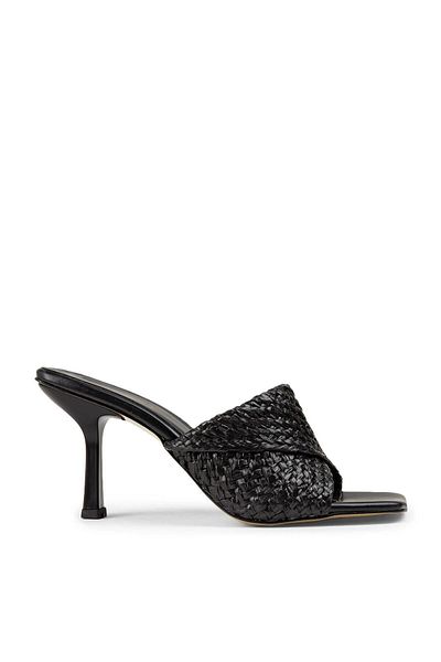 Deery Black Straw Pattern Women's Slippers