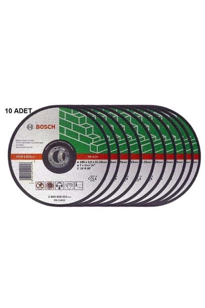 Bosch 10 adet - 180*3,0 mm Düz Taş Kiremit Tuğla Kesme Diski ( Taş ) 2608600323