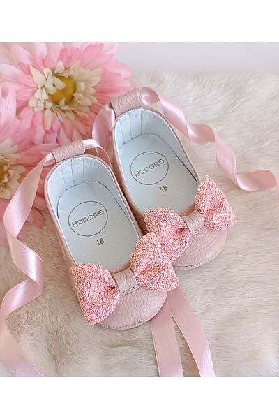Hodore Perla Powder Genuine Leather Baby Ballerina Shoes