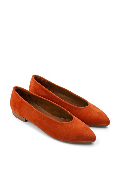 Deery Genuine Suede Orange Women's Ballerinas