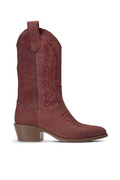 Deery Γυναικείες μπότες Claret Red από γνήσιο δέρμα