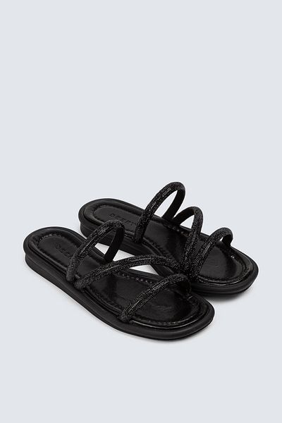 Deery Black Women's Jewelled Slippers