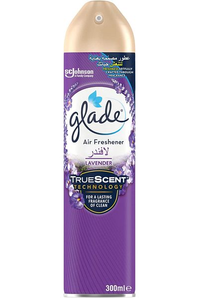 Glade Aerosol 2x Lavender & 1x Elegant Amber & Oud, Air Freshener, 3x 300ml, Refresh Every Room