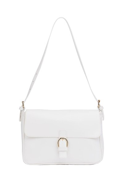 Madamra Bílá dámská kabelka do ruky a přes rameno se zapínáním na magnet