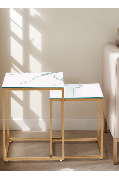 sharpdo Square Coffee Table Mother and Child Simple Modern Living Room 40*40*44&35*35*37CM