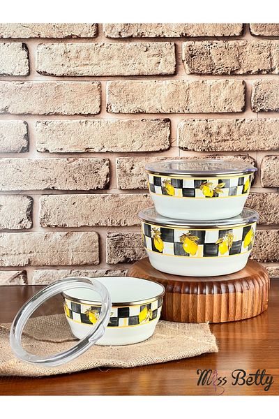 Miss Betty Linda 3-Piece Enameled Storage Container 14-16-18 cm