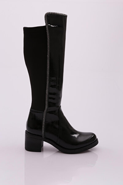 DGN 708-22K Women's Side Stone Stripe Back Stretch Heeled Boots