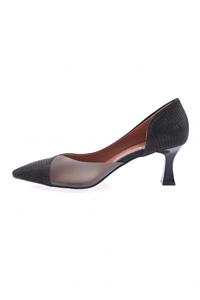 DGN Black Breast - 353 Women's Transparent Pointed Toe Low-cut Heeled Shoes
