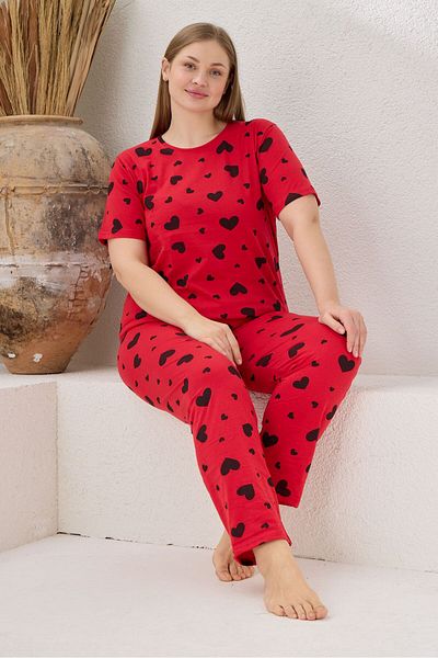 pijamacity Set pijamale supradimensionate din bumbac cu mâneci scurte pentru femei