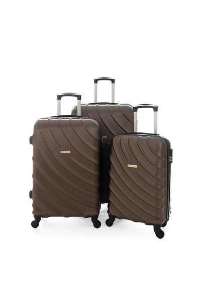 New Travel Hard Luggage Set, ABS Trolley Travel Bag, with Combination Lock and 4 Wheels BR1098/3P-Brown
