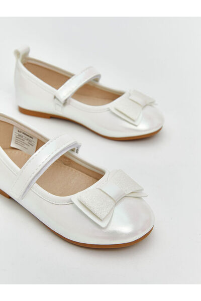 LC Waikiki Lcw Steps Ecru Bow Detailed Girls' Ballerinas
