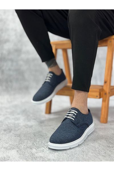 BOA BA0003 Κλασικά αθλητικά λινά με κορδόνια Navy Blue White Sole Casual ανδρικά παπούτσια
