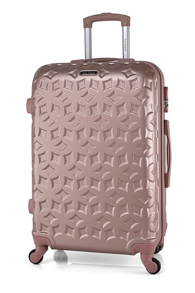 New Travel مجموعة حقائب سفر صلبة، حقيبة سفر بعجلات من مادة ABS، مع قفل مركب و4 عجلات CS006/5P-Rose