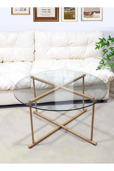 sharpdo Round Coffee Table, Simple Modern Living Room, Home Tempered Glass, Light Luxury Style Side Table