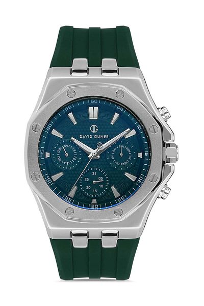 DAVID GUNER Men's Wristwatch Dg-8396Gd-Zm10 with Silver Coated Green Dial
