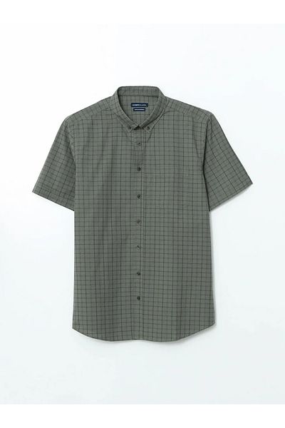 LC Waikiki Lcwaikiki Classic Green Regular Fit Men's Short Sleeve Plaid Shirt