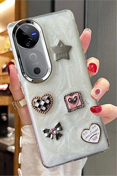 3GEN CASE غطاء صلب لامع لهاتف Vivo V40 وVivo S19 Pro متوافق مع شريط حجري ثلاث...