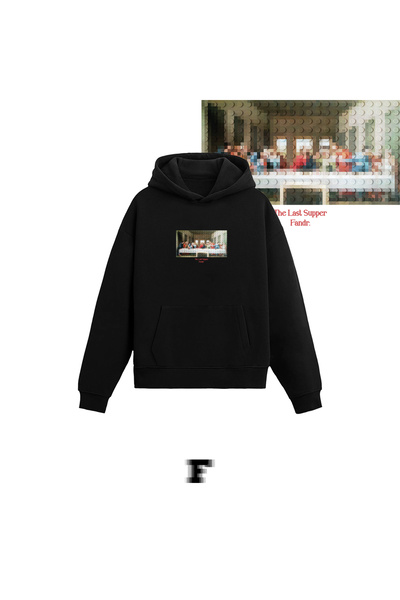 Siyah Unisex Regular Fit The Last Supper Hoodie
