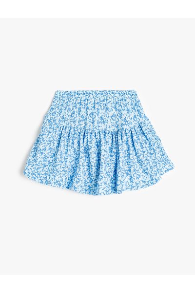Koton Fusta mini scurtă cu talie elastică plisată cu modele florale